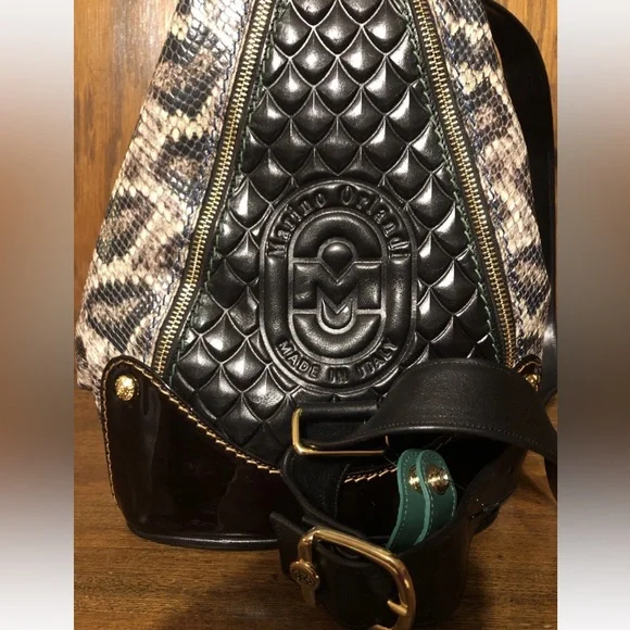 NWT-Marino Orlandi-Sling Convertible Backpack-SnakeSkin 